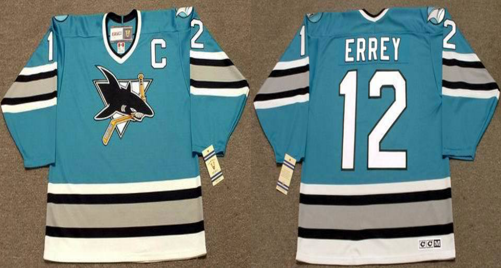2019 Men San Jose Sharks 12 Errey blue CCM NHL jersey